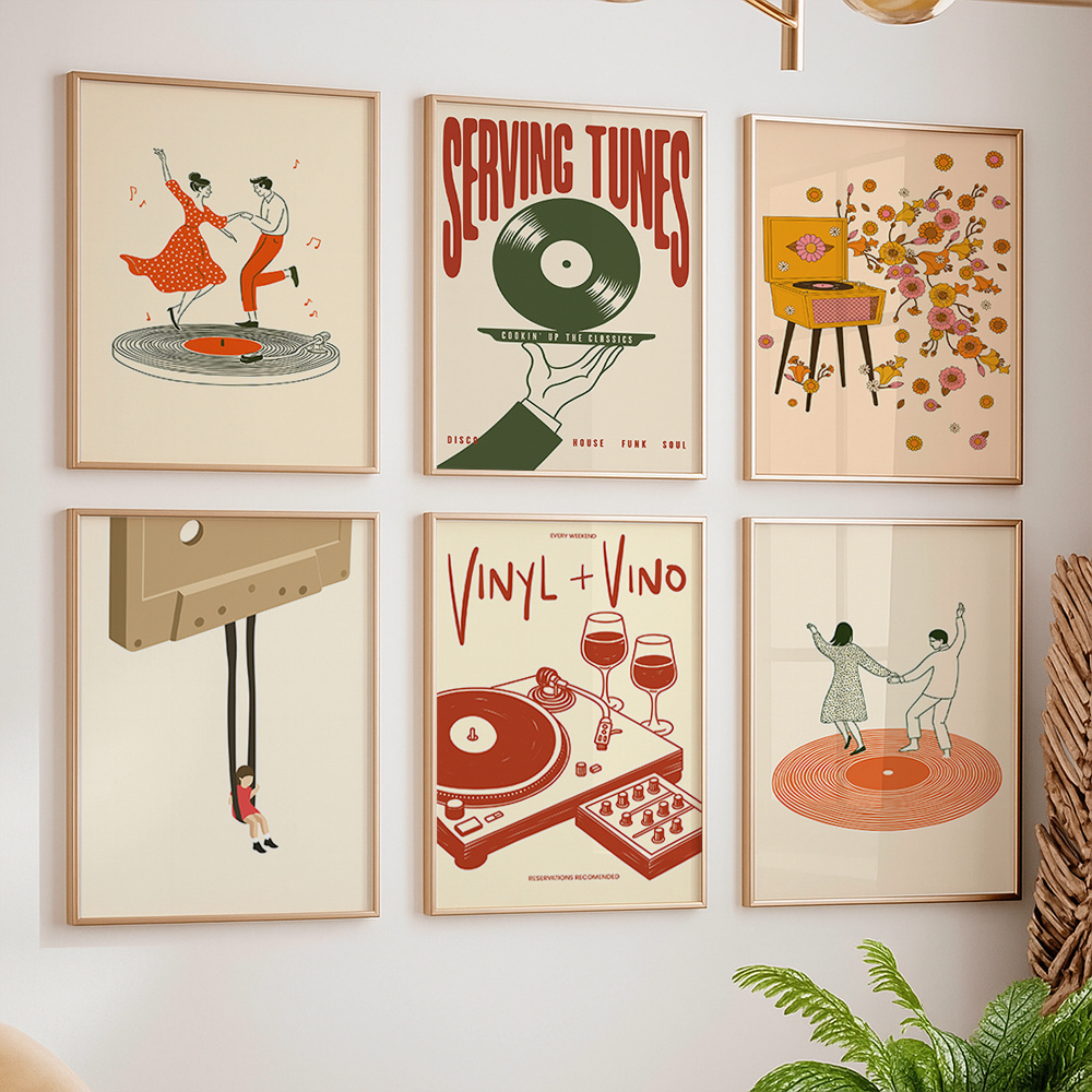 Vintage Home Textiles - 1 шт. винтажный музыкальный холст-постер без